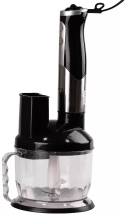 Кухонный комбайн Sokany SM-5011-8 - 600 Вт, 0.7 л, 2 скорости, механическое управление, насадки (блендер, венчик, тесто), черно-серебристый thumbnail