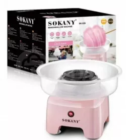 Аппарат для сахарной ваты Sokany SK-520 - 500W, кварцевый нагрев, диаметр 25 см, розовый thumbnail