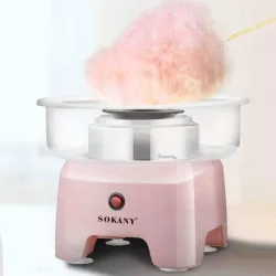 Аппарат для сахарной ваты Sokany SK-520 - 500W, кварцевый нагрев, диаметр 25 см, розовый thumbnail