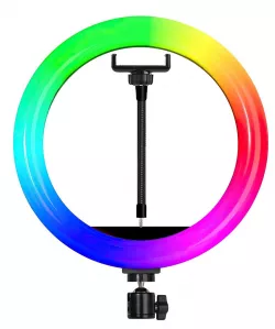 Кольцевая светодиодная лампа RGB 30 см - держатель для телефона, регулируемая яркость, 360° вращение, 8 цветов, USB-порт thumbnail