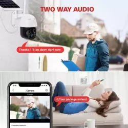 Поворотная солнечная 4G камера безопасности 1080P - двойное ночное видение, беспроводная, PIR-датчик, двухстороннее аудио thumbnail
