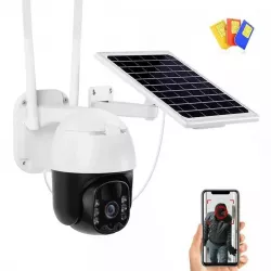 Поворотная солнечная 4G камера безопасности 1080P - двойное ночное видение, беспроводная, PIR-датчик, двухстороннее аудио thumbnail