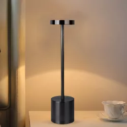 Светодиодная настольная лампа - сенсорное управление, 3 цветовые температуры, 34.4 см, черная, аккумуляторная thumbnail