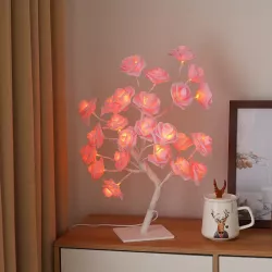 Светодиодная настольная лампа Дерево Роза - регулируемые ветви, 24 LED, металл, 50,8 см, энергосберегающая thumbnail