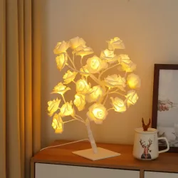 Светодиодная настольная лампа Дерево Роза - регулируемые ветви, 24 LED, металл, 50,8 см, энергосберегающая thumbnail