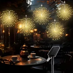Светодиодные фонари Solar Starburst с фейерверком - 8 режимов, пульт ДУ, теплый белый, IP65, 4 шт thumbnail