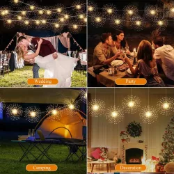 Светодиодные фонари Solar Starburst с фейерверком - 8 режимов, пульт ДУ, теплый белый, IP65, 4 шт thumbnail