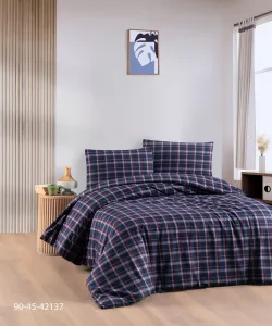 Теплое постельное белье евро Cotton Collection - фланель, 100% хлопок, Турция, пододеяло 200x220, простыня 240x260, 2 наволочки thumbnail