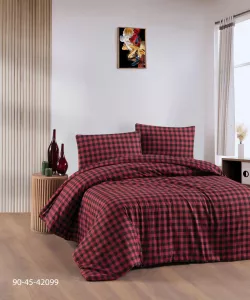 Теплое постельное белье евро Cotton Collection - фланель, 100% хлопок, Турция, пододеяло 200x220, простыня 240x260, 2 наволочки thumbnail