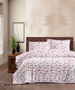 Теплое постельное белье евро Cotton Collection - фланель, 100% хлопок, Турция, пододеяло 200x220, простыня 240x260, 2 наволочки thumbnail