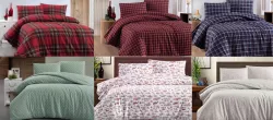 Красное теплое постельное белье Cotton Collection - фланель, 100% хлопок, комплект евро: пододеяльник 200x220см, простыня 240x260см, 2 наволочки 50x70см thumbnail