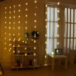 Гирлянда-штора Звездопад 3х3 м - 60 LED, теплый белый свет, USB-питание, для внутреннего декора thumbnail