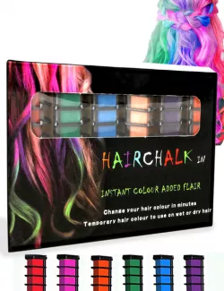 Цветной мел для волос Hair Chalk - Набор 6 шт, безопасное колорирование для детей и взрослых, легко смываемый thumbnail