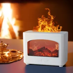 Увлажнитель воздуха CozyHome с эффектом пламени - аромадиффузор, ночник, ионизатор, регулируемая интенсивность, пластиковый корпус thumbnail