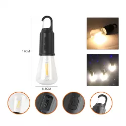 LED лампочка с аккумулятором MHZ BL HK 169C - 3 режима, USB зарядка, карабин, водонепроницаемая thumbnail