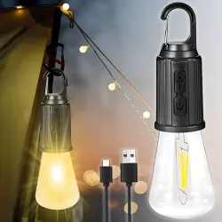 LED лампочка с аккумулятором MHZ BL HK 169C - 3 режима, USB зарядка, карабин, водонепроницаемая thumbnail