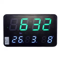 Электронные настенные часы 2508 с LED-подсветкой - черные, термометр, календарь, будильник, 240х40х150 мм thumbnail