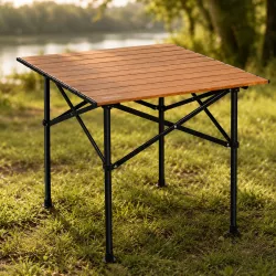 Складной туристический стол STD-07 50x55x50 см - алюминиевый каркас, чехол в комплекте, коричневый thumbnail