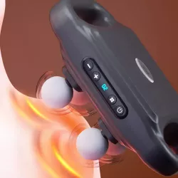 Перкуссионный массажер YCY-1601 - 9 режимов, 4 сменные головки, USB-зарядка, аккумулятор 2000 мАч thumbnail