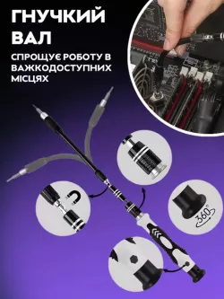 Набор отверток 115 в 1 для электроники и ремонта - CR-V сталь, магнитный держатель, алюминиевая ручка, пластиковый бокс thumbnail