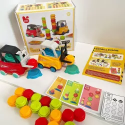 Настольная игра Соревнования погрузчиков - логика и координация, 2 игрока, машинки и блоки в комплекте thumbnail