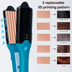 Плойка-выпрямитель HAIR STYLE XL-619 с керамическими пластинами - 5 сменных насадок, температура до 200°C, вращающийся 360° шну thumbnail