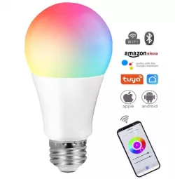 Умная лампочка Tuya Smart LED WiFi E27 - RGB, 9W, 2700K-6500K, Дистанционное управление thumbnail