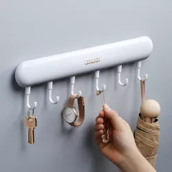 Настенная вешалка с крючками Towel Hook LY-839 - пластик, до 5 кг, 41x5 см, клейкое крепление thumbnail