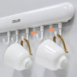 Настенная вешалка с крючками Towel Hook LY-839 - пластик, до 5 кг, 41x5 см, клейкое крепление thumbnail