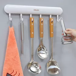 Настенная вешалка с крючками Towel Hook LY-839 - пластик, до 5 кг, 41x5 см, клейкое крепление thumbnail