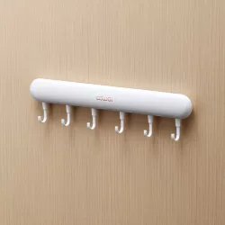 Настенная вешалка с крючками Towel Hook LY-839 - пластик, до 5 кг, 41x5 см, клейкое крепление thumbnail