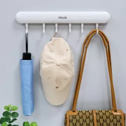 Настенная вешалка с крючками Towel Hook LY-839 - пластик, до 5 кг, 41x5 см, клейкое крепление thumbnail