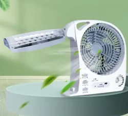 Портативный вентилятор 6в1 GD-8028/N283 - 8", LED лампа, солнечная панель, радио, Bluetooth, USB, 2 скорости thumbnail