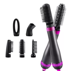 Фен-расчёска HAIRE DRYER HA51 - 5в1, 1000 Вт, 3 режима, 5 насадок, чёрный/розовый thumbnail