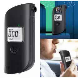 Алкотестер HA-170 с LCD дисплеем - полупроводниковый датчик, портативный, аварийный фонарик, черный thumbnail