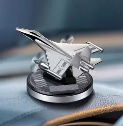 Ароматизатор для авто в виде самолета F15 - алюминиевый, солнечная батарея, эфирные масла, бесшумный вентилято thumbnail