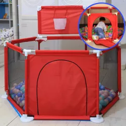 Детский манеж IMBABY 6 секций - шестиугольный с сетчатыми стенками и входом на молнии, компактный и легкий для дома и улицы thumbnail