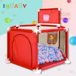 Детский манеж IMBABY 6 секций - шестиугольный с сетчатыми стенками и входом на молнии, компактный и легкий для дома и улицы thumbnail