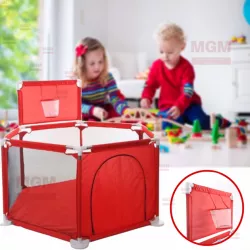 Детский манеж IMBABY 6 секций - шестиугольный с сетчатыми стенками и входом на молнии, компактный и легкий для дома и улицы thumbnail