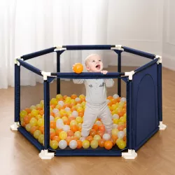 Детский манеж Malatec 126х109х65,5 см - темно-синий, нержавеющая сталь, сетка, складной, до 50 кг thumbnail