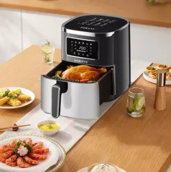 Аэрофритюрка Sokany SK-10052 - 1700W, 7 л, сенсорное управление, 8 программ, нержавеющая сталь thumbnail