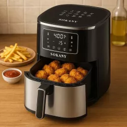 Аэрофритюрка Sokany SK-10052 - 1700W, 7 л, сенсорное управление, 8 программ, нержавеющая сталь thumbnail