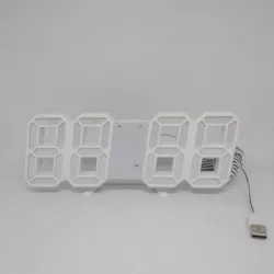 Електронний настільний годинник-будильник LY 1089 - LED-дисплей, термометр, USB-живлення, білий thumbnail