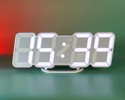 Електронний настільний годинник-будильник LY 1089 - LED-дисплей, термометр, USB-живлення, білий thumbnail