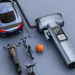 Автомобильный компрессор перезаряжаемый 150PSI 12V с Powerbank SW-201B - Цифровой дисплей, автоотключение, зарядка через USB thumbnail