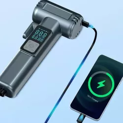 Автомобильный компрессор перезаряжаемый 150PSI 12V с Powerbank SW-201B - Цифровой дисплей, автоотключение, зарядка через USB thumbnail