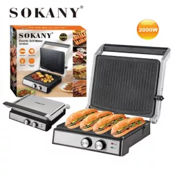 Электрический гриль Sokany SK-08050 - 2000 Вт, раскрытие 180°, антипригарное покрытие, регулировка температуры thumbnail
