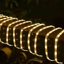 Солнечная LED гирлянда 10 м, теплый белый свет - аккумулятор 1800 mAh, пульт управления, USB зарядка thumbnail