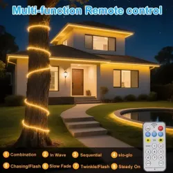 Солнечная LED гирлянда 10 м, теплый белый свет - аккумулятор 1800 mAh, пульт управления, USB зарядка thumbnail