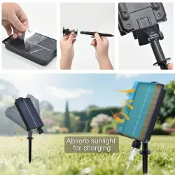 Солнечная LED гирлянда 10 м, теплый белый свет - аккумулятор 1800 mAh, пульт управления, USB зарядка thumbnail